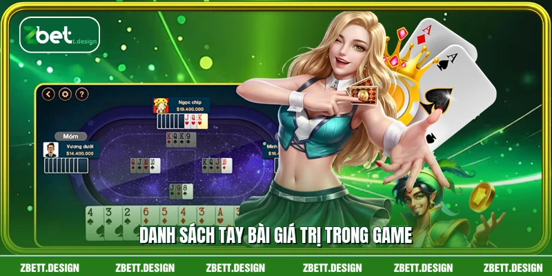 Danh sách tay bài giá trị trong game